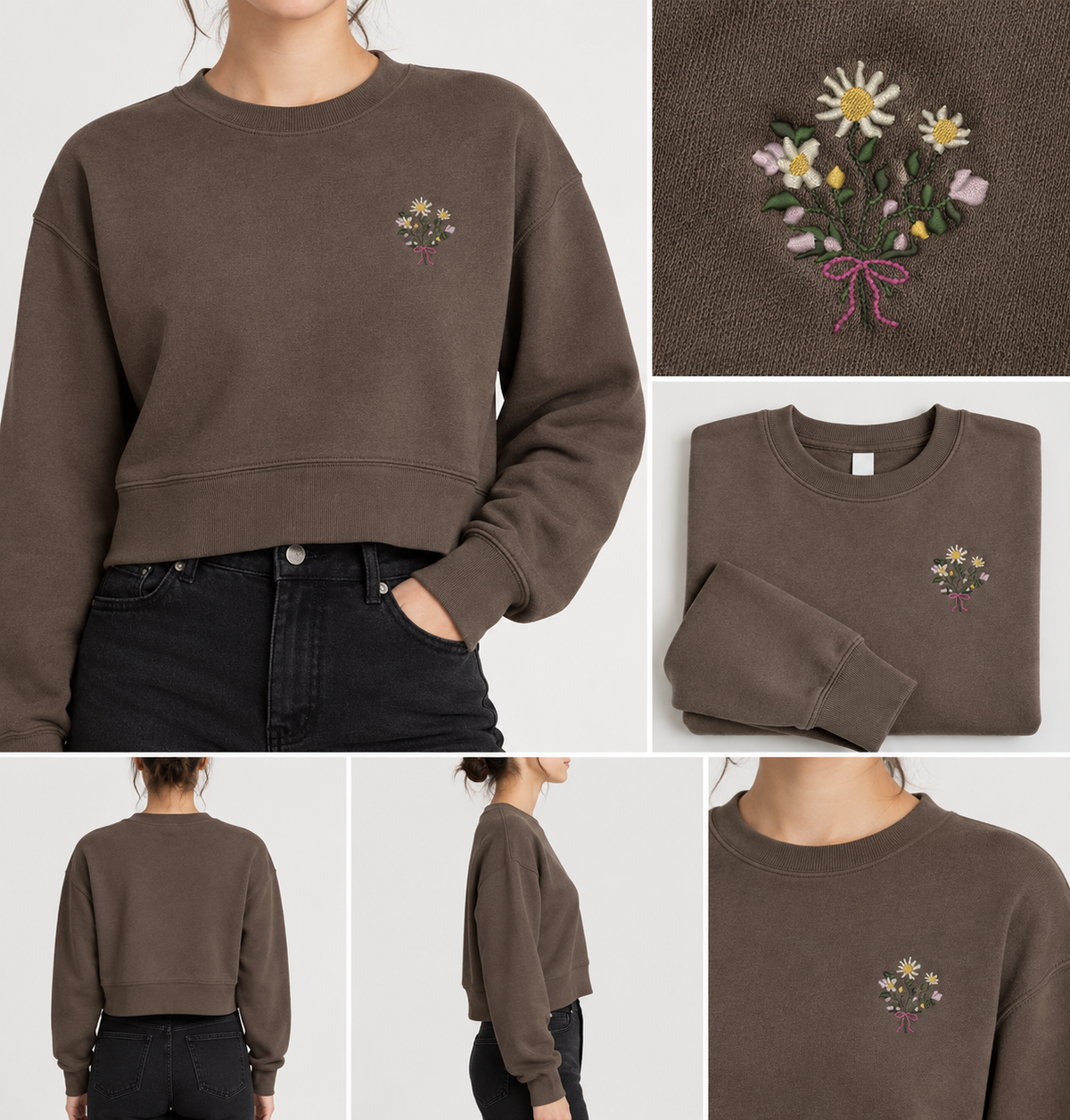 Wildflower Bouqet Embroidered Crewneck Sweatshirt | Devony
