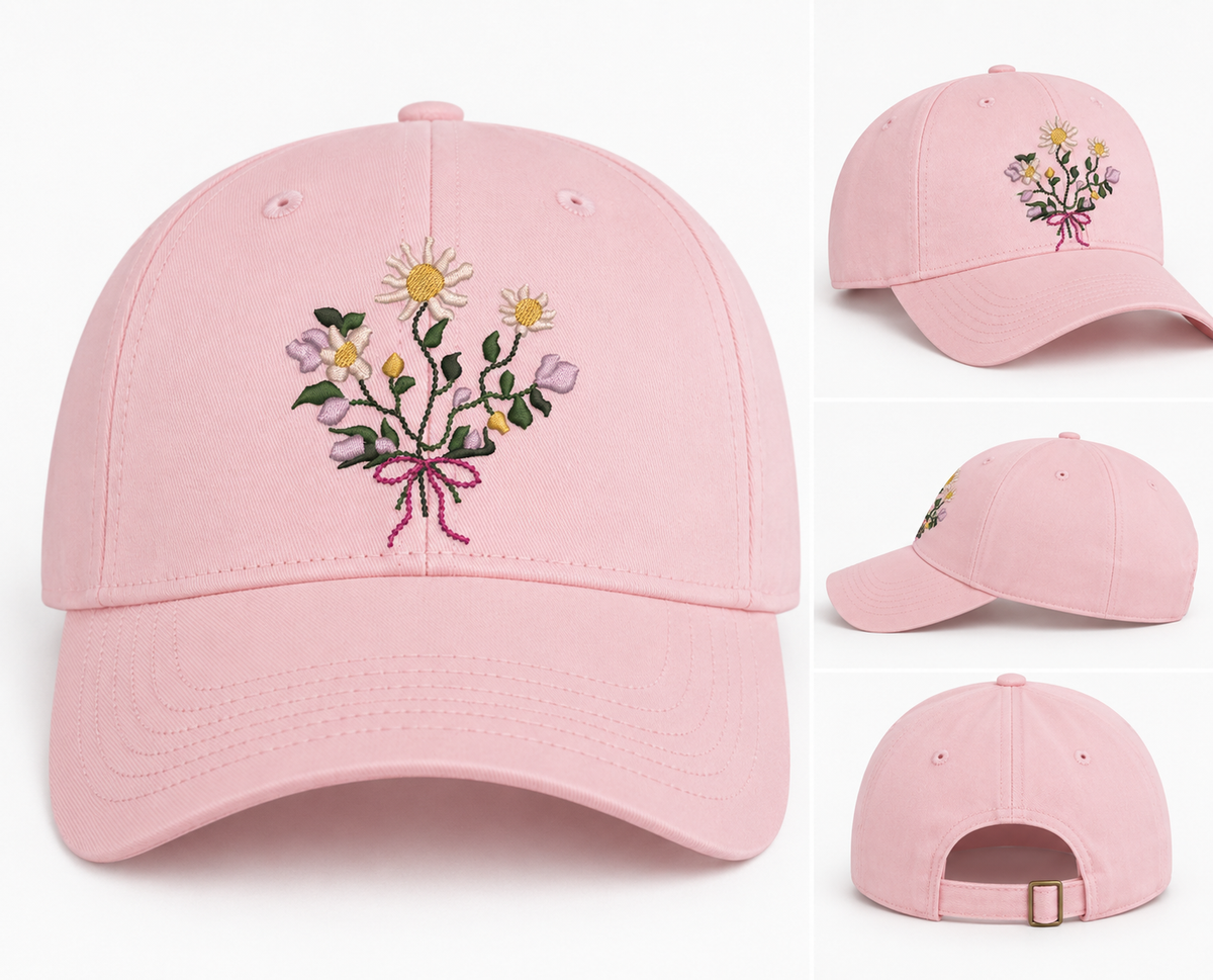 Wildflower Bouqet Embroidered Baseball Cap | Devony