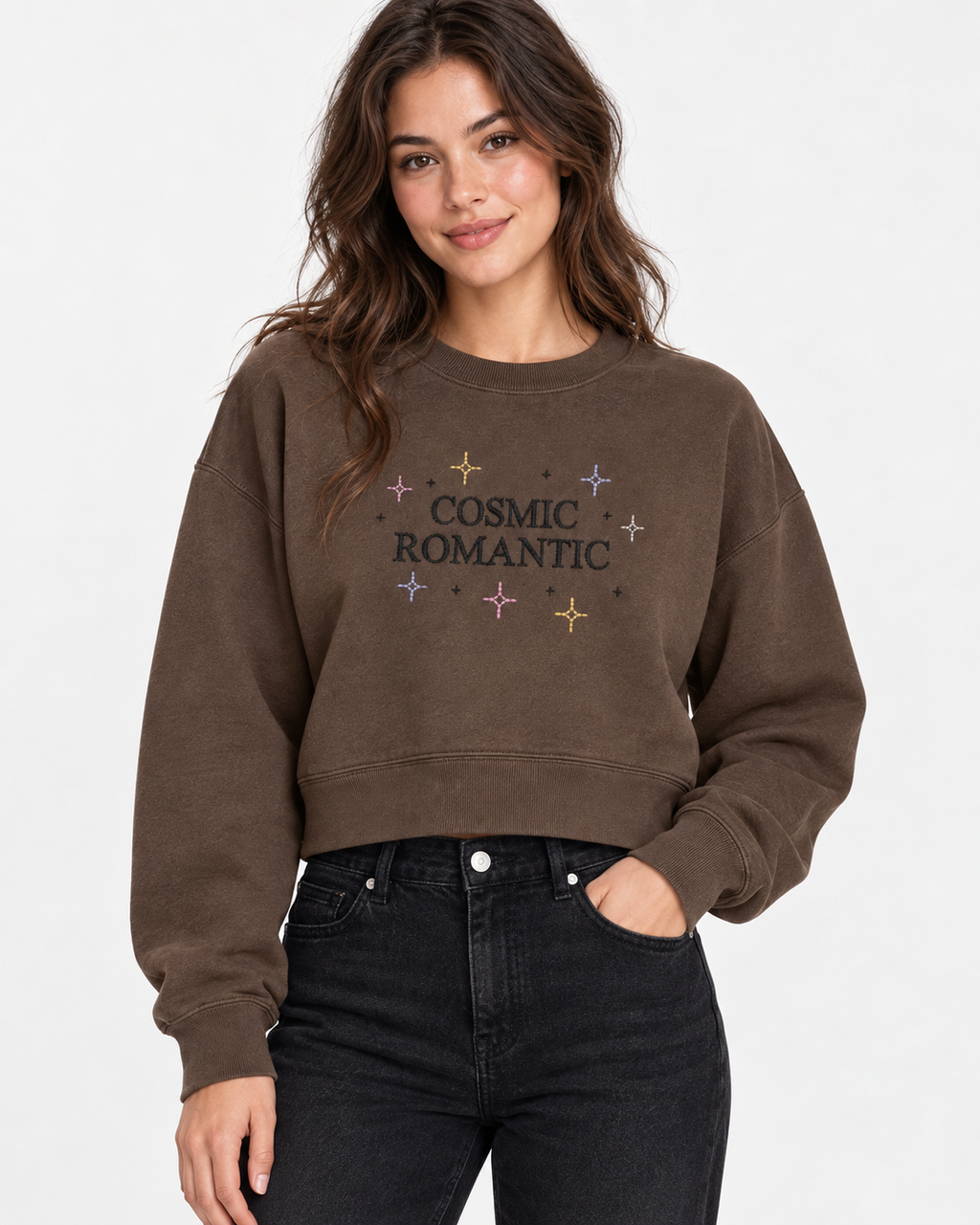 Cosmic Romantic Embroidered Crewneck Sweatshirt | Syzygy