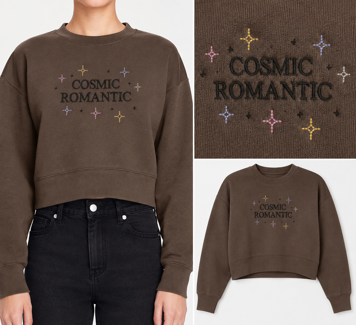 Cosmic Romantic Embroidered Crewneck Sweatshirt | Syzygy