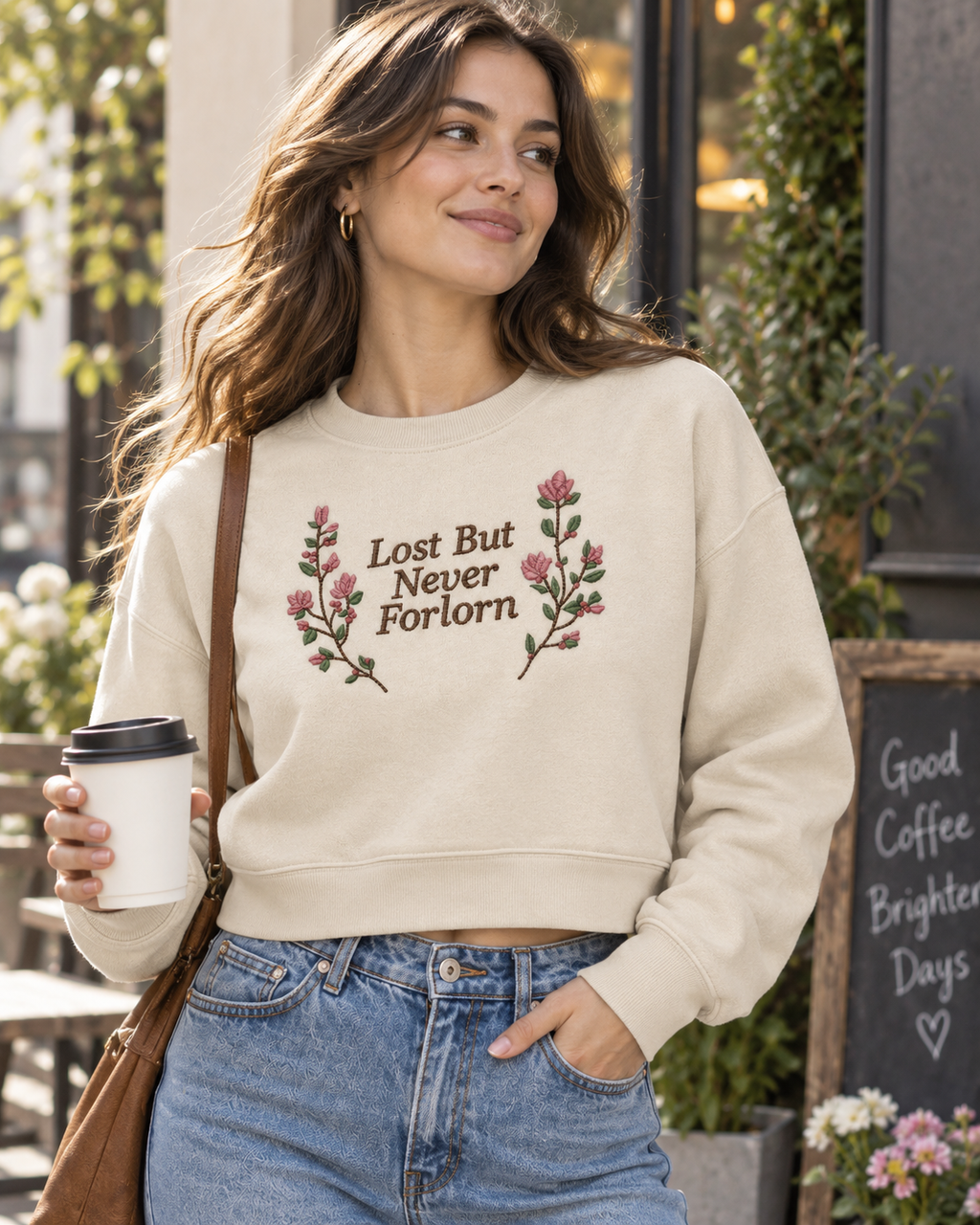 Lost But Never Forlorn Embroidered Crewneck Sweatshirt | Devony