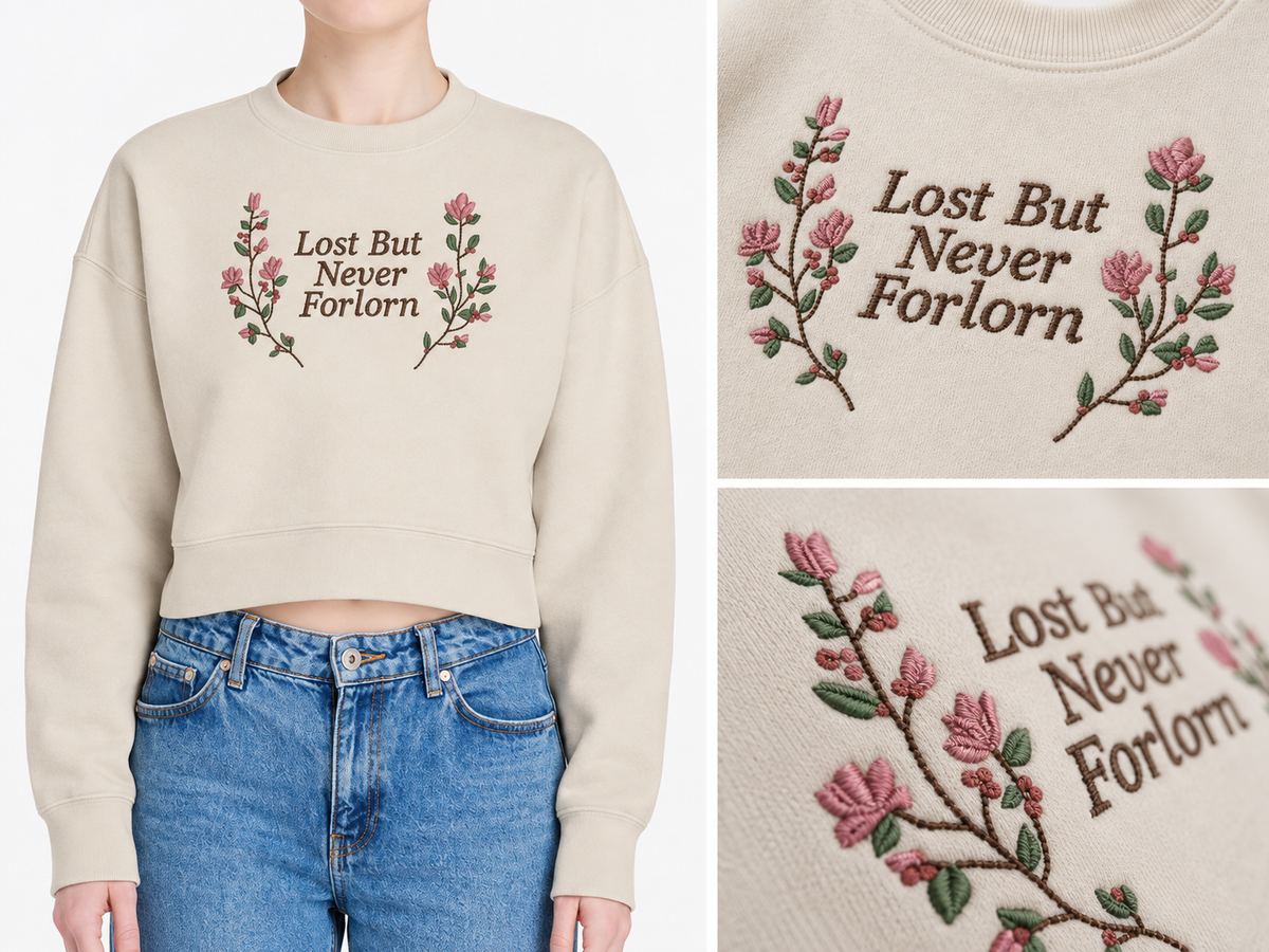 Lost But Never Forlorn Embroidered Crewneck Sweatshirt | Devony