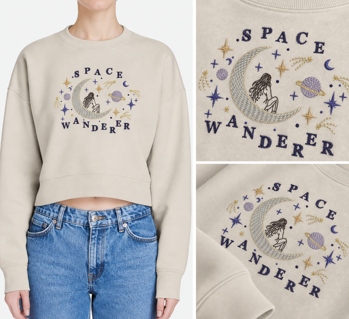Space Wanderer Embroidered Sweatshirt | Syzygy