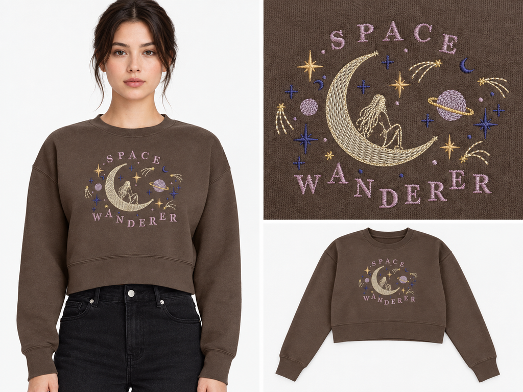 Space Wanderer Embroidered Sweatshirt | Syzygy