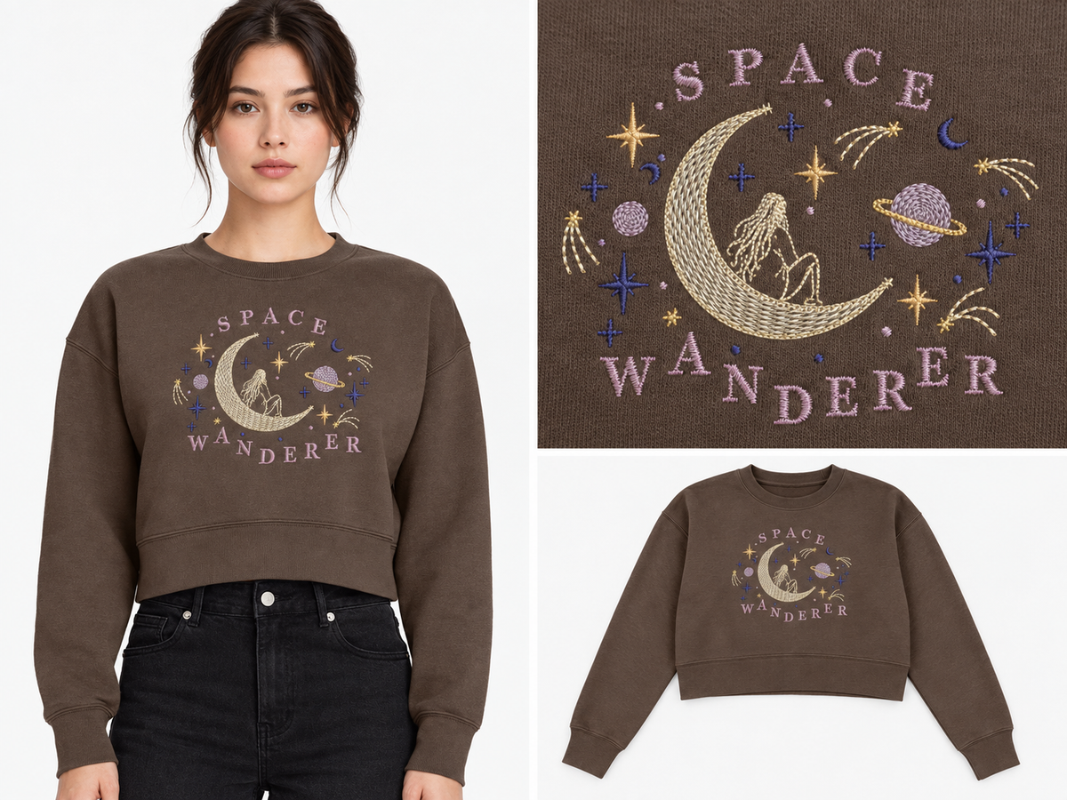 Space Wanderer Embroidered Sweatshirt | Syzygy